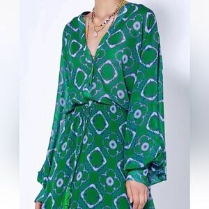 Alexis the dye pattern green and blue blouse